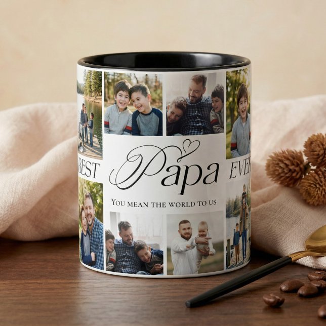 Bester Papa überhaupt Personalisierte Fotocollage  Tasse (Best Papa Ever Personalized Photo Collage keepsake Mug)