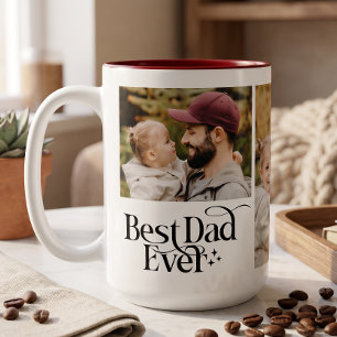 Bester Papa überhaupt Personalisiertes Foto Zweifarbige Tasse