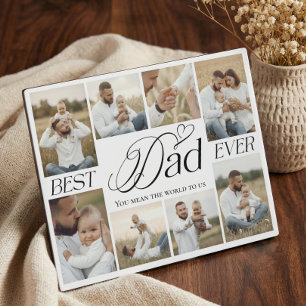 Bester Papa überhaupt Personalisiertes Fotocollage Fotoplatte
