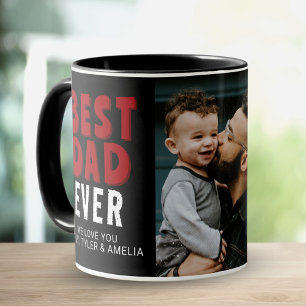 Bester Papa überhaupt Schwarz Rot Familienfoto Tasse