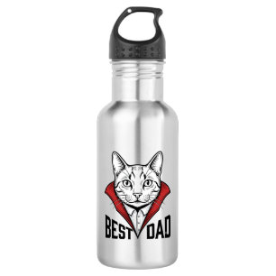 Bester Papa Vampir Katze Vintage Gravur Design_1 Edelstahlflasche