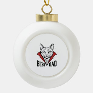 Bester Papa Vampir Katze Vintage Gravur Design_1 Keramik Kugel-Ornament