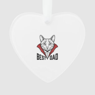 Bester Papa Vampir Katze Vintage Gravur Design_1 Ornament