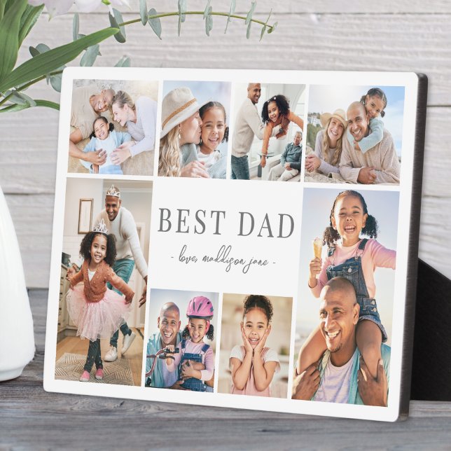 Bester Papa Vatertag Fotocollage Fotoplatte (Simple Best Dad Collage plaque)