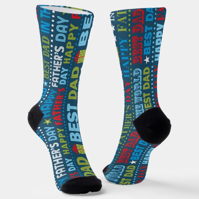 Bester Papa, Vatertag-Typografie-Muster Socken (Gewinkelt)