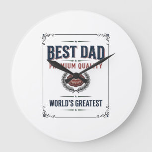Bester Papa Vintage Gravur T-Shirt Design_1 Große Wanduhr
