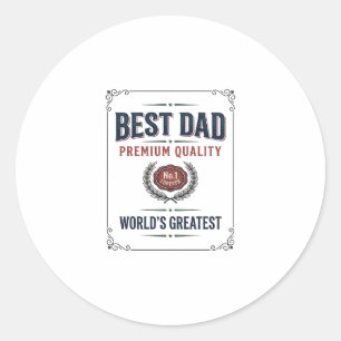 Bester Papa Vintage Gravur T-Shirt Design_1 Runder Aufkleber