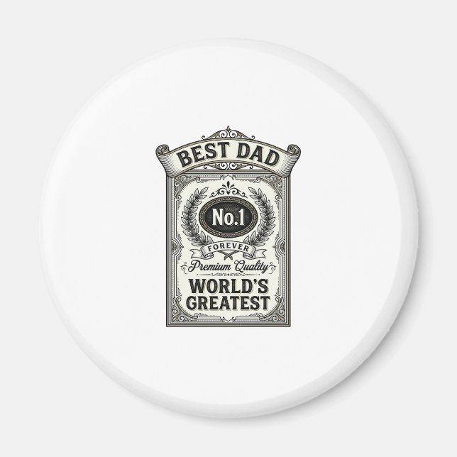 Bester Papa Vintage-Gravur Vatertag Magnet (Vorne)
