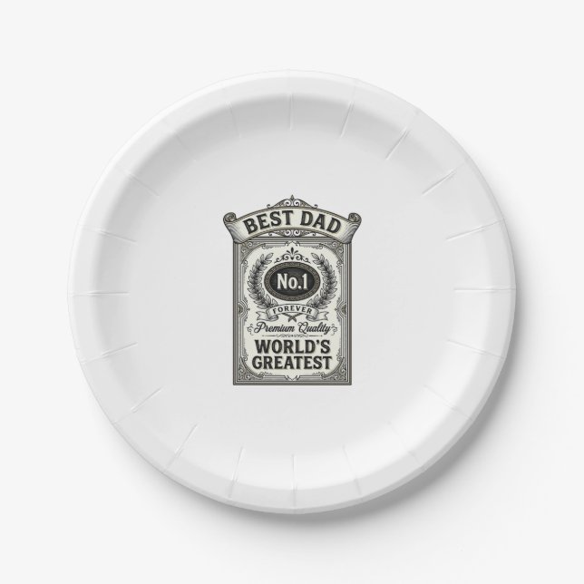 Bester Papa Vintage-Gravur Vatertag Pappteller (Vorderseite)