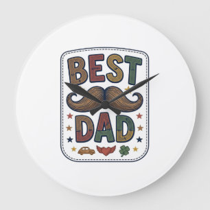 Bester Papa Vintage Schnurrbart Vektor Vater Desig Große Wanduhr