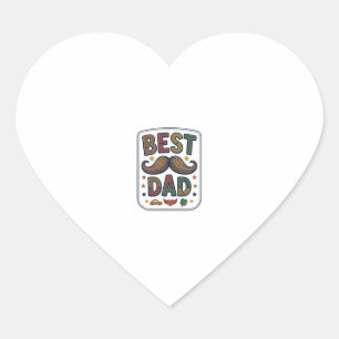 Bester Papa Vintage Schnurrbart Vektor Vater Desig Herz-Aufkleber