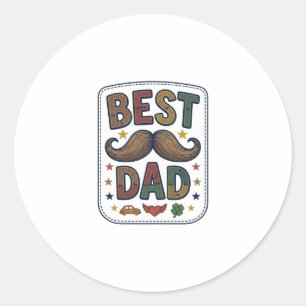 Bester Papa Vintage Schnurrbart Vektor Vater Desig Runder Aufkleber