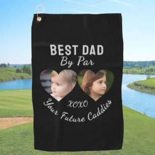 Bester Papa von 2 Kindern Fotocollage Personalisie Golfhandtuch