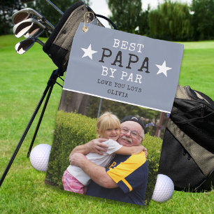 Bester Papa von Par Eins Foto Personalisiertes Ges Golfhandtuch