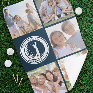 Bester Papa von Par Foto Collage Monogramm Golfhandtuch