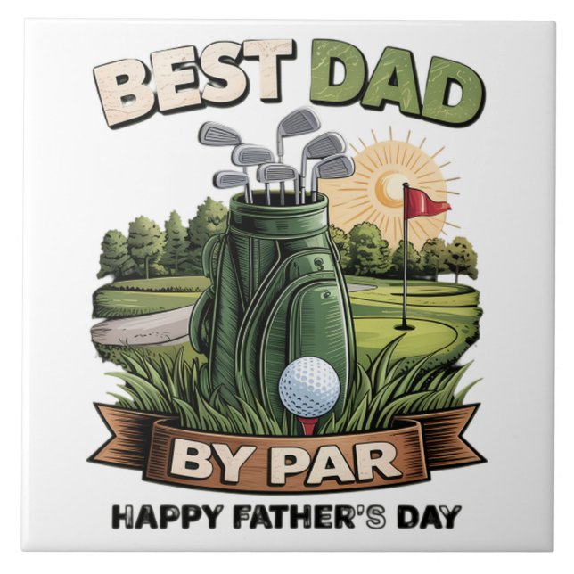 Bester Papa von Par Golf-Vater Lustig Fliese (Vorderseite)