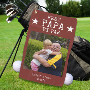 Bester Papa von Par Photo Personalized Großvater Golfhandtuch