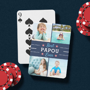 Bester Papou Aller Zeiten   Opa Kinder Foto Collag Spielkarten