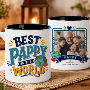 Bester Pappy der Welt Foto-Tasse Zweifarbige Tasse