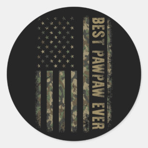 Bester Pawpaw je Camouflage American Flag Vater's Runder Aufkleber