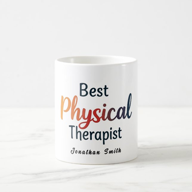 Bester "Physiotherapeut" Farbige Typografie Gesche Kaffeetasse (Mittel)