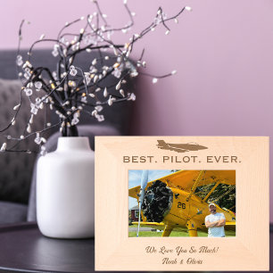Bester Pilot Aller Zeiten, Einfaches Holzfoto, Per Geätzte Rahmen