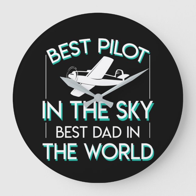 Bester Pilot im Himmel-besten Vater in der Welt Große Wanduhr (Vorderseite)