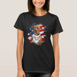 Bester Pitbull Terrier Hund Papa Süße USA-Flagge V T-Shirt