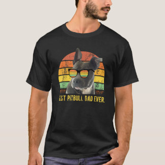 Bester Pitbull-Vater Aller Zeiten Retro Sonnenunte T-Shirt