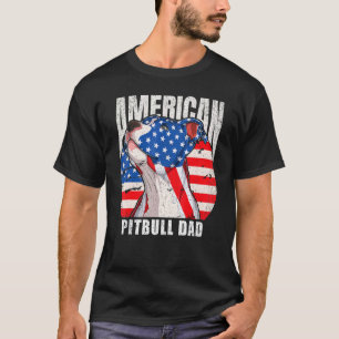 Bester Pitbull-Vater Amerikanische Flagge 4. Juli T-Shirt