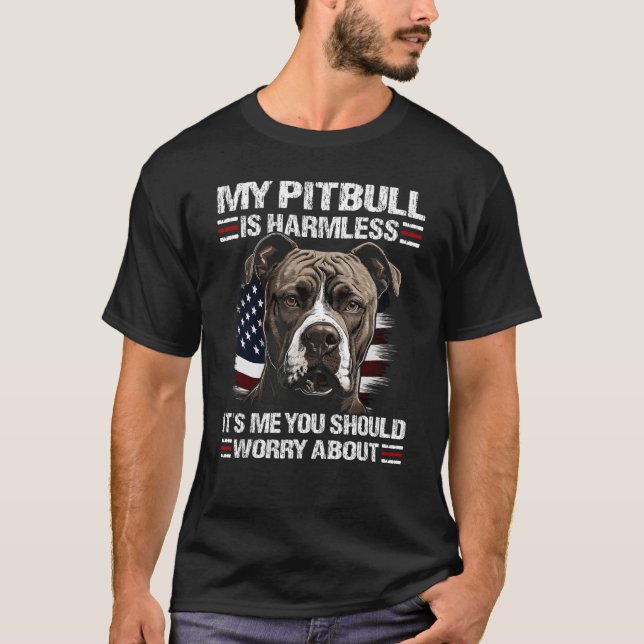 Bester Pitbull-Vater Amerikanische Flagge Pitbull T-Shirt (Vorderseite)