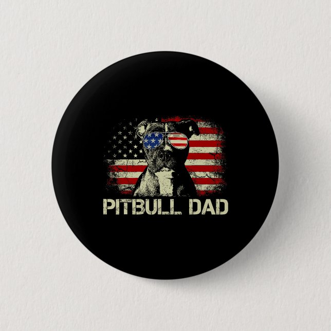 Bester Pitbull-Vater je Shirt American Flag 4. J Button (Vorderseite)