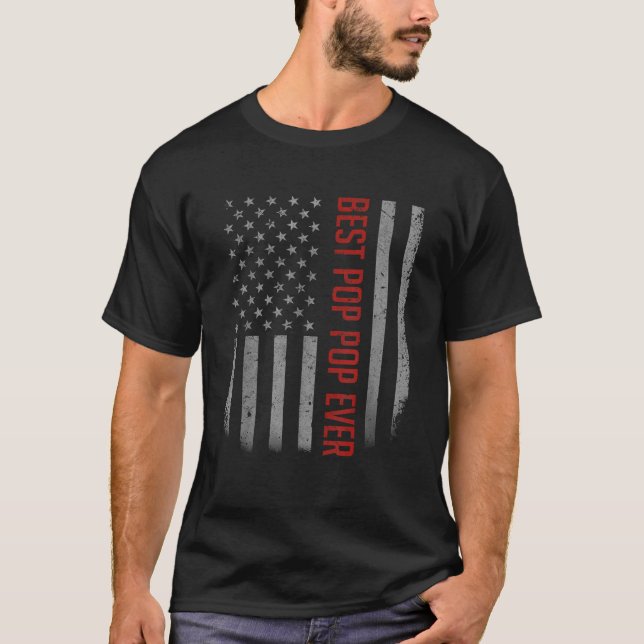 Bester Pop Pop je amerikanisches Flag Geschenk für T-Shirt (Vorderseite)