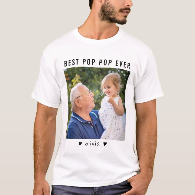 Bester Pop Pop je Großvater und Großkind Foto T-Shirt (Vorderseite)