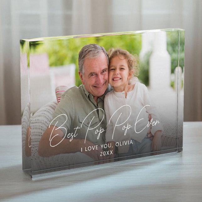 Bester Pop Pop je Niedlich Großkind Keepake Fotoblock (Best Pop Pop Ever Cute Grandchild Keepsake Photo Block)