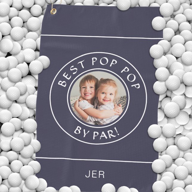 Bester Pop Pop Par Golfer Niedliches Foto Geschenk Golfhandtuch (Best Pop Pop By Par Golfer Cute Photo Gift Blue Golf Towel)