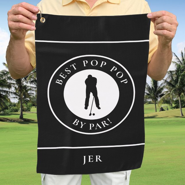 Bester Pop Pop Par Grandpa Golfer Monogramm Schwar Golfhandtuch (Best Pop Pop By Par Grandpa Golfer Monogram Black Golf Towel)