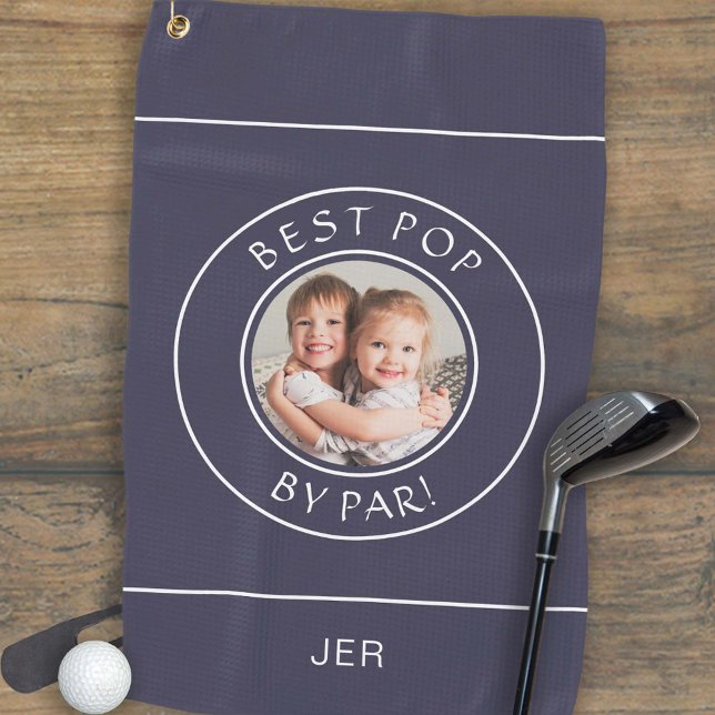 Bester Pop von Par Golfer Modernes Foto Geschenk N Golfhandtuch (Best Pop By Par Golfer Modern Photo Gift Navy Blue Golf Towel)