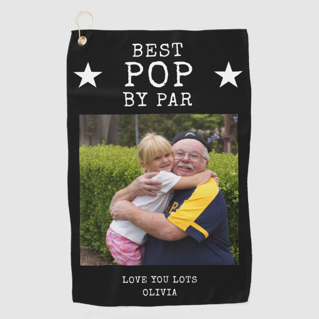 Bester Pop von Par Personalisiert Grandpa Foto Ges Golfhandtuch (Vorderseite)