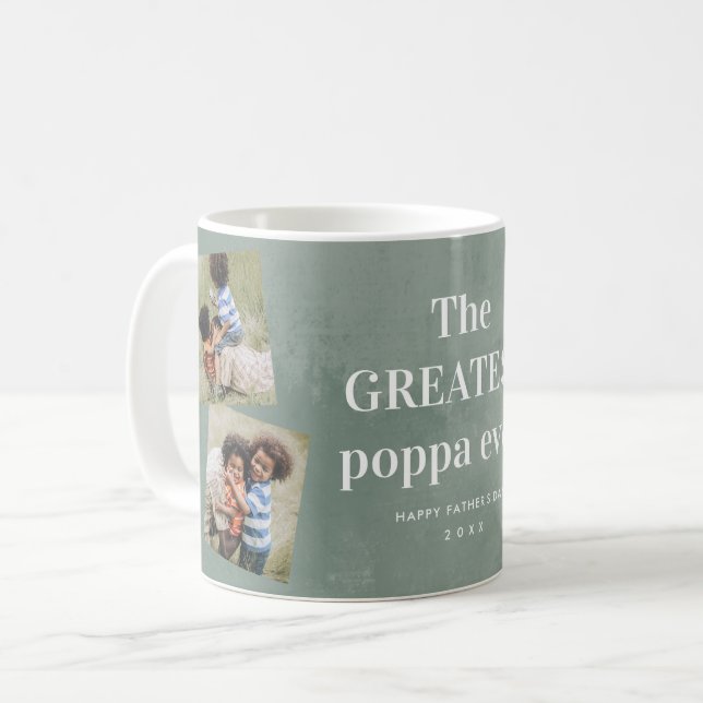 Bester Poppa-Foto-Collage Grandeltern Tag Kaffeetasse (Vorderseite Links)