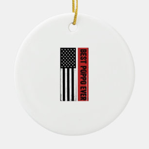 Bester Poppo Aller Patriotische Flagge Vintage-Gra Keramik Ornament