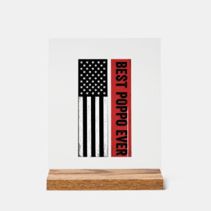 Bester Poppo Aller Patriotischen Flagge Vintage-Gr Acrylschild