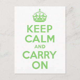 Bester Preis Keep Calm And Carry On Grün Postkarte