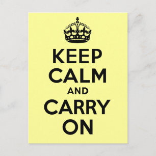 Bester Preis Keep Calm And Carry On Schwarz Postkarte