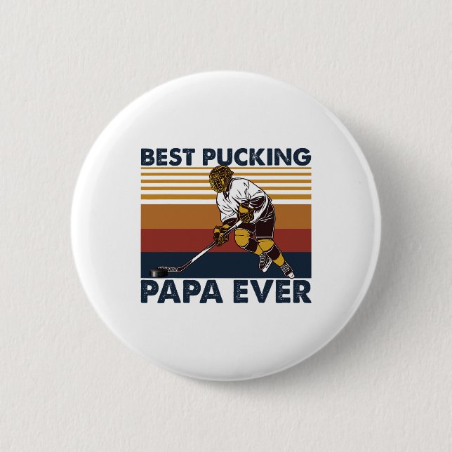 Bester Puckender Papa Aller Komischen Hockey-Vater Button (Vorderseite)