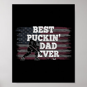Bester Puckin Vater je Shirt American Flag Hockey Poster