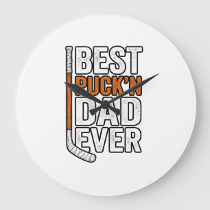 Bester Puck'n Dad Ever Hockey Vater Vector Design_ Große Wanduhr