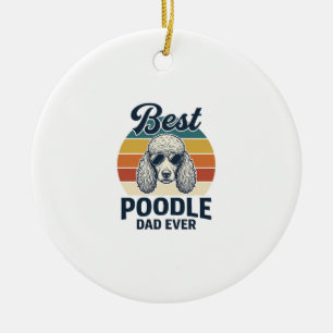 Bester Pudel-Vater überhaupt Vintage graviertes Hu Keramik Ornament
