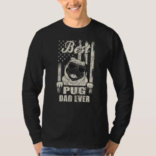Bester Pug Papa Aller Zeiten Vintage Retro Flagge T-Shirt