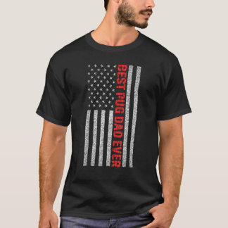 Bester Pug-Vater Aller Zeiten Us Amerikanische Fla T-Shirt